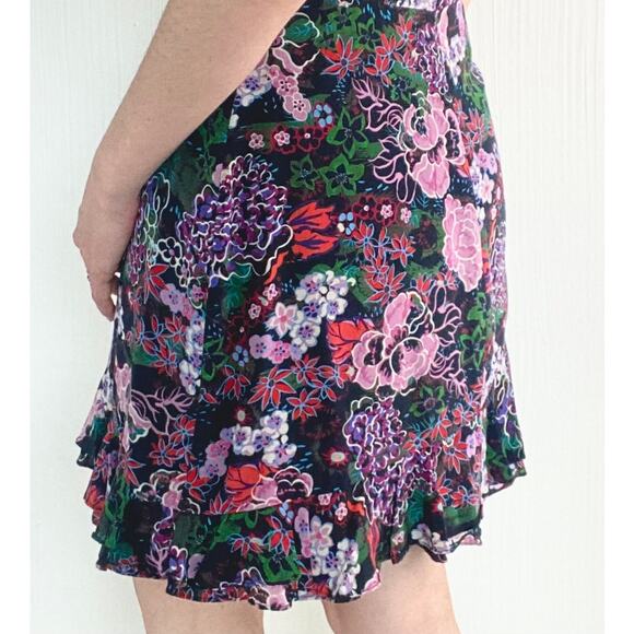 SALONI Silk Floral Ruffle Sleeveless Mini Dress US 4 - Picture 11 of 13